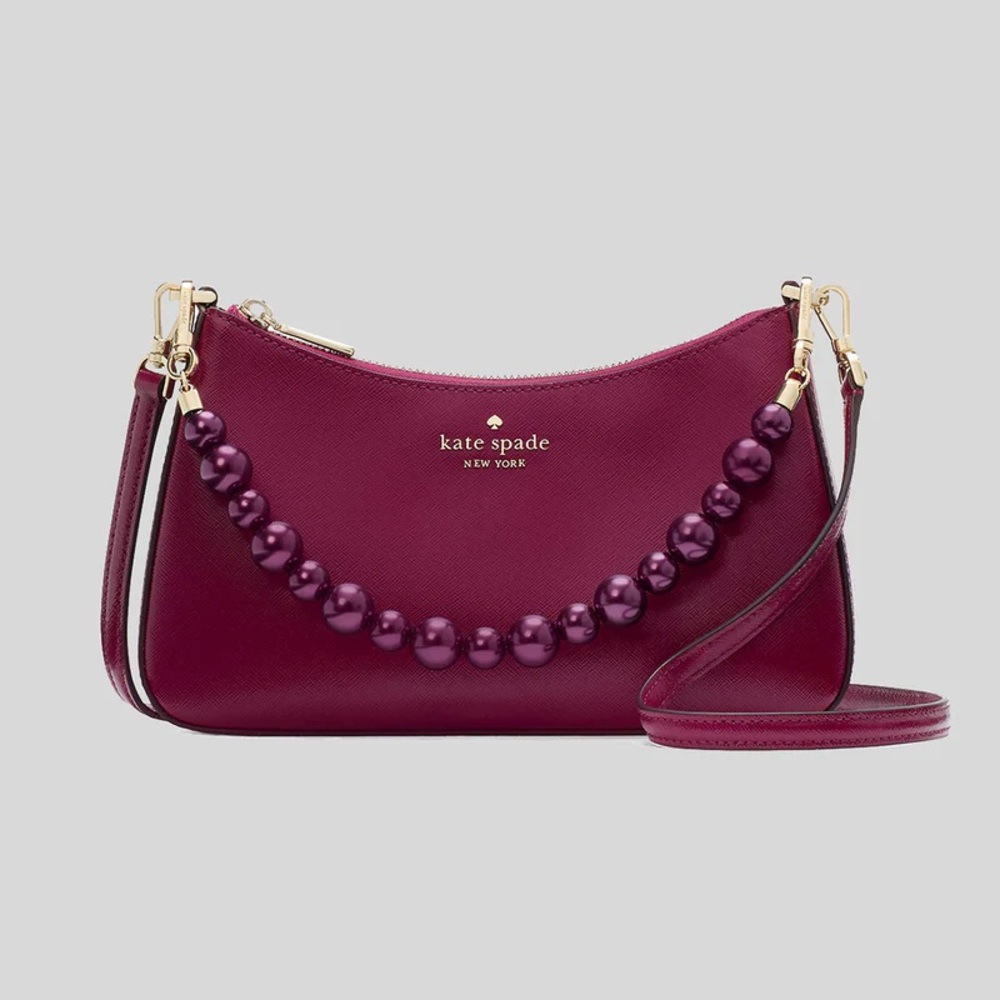 NWT- KATE SPADE Madison Faux Pearl Convertible Crossbody Bag Dark Raspberry